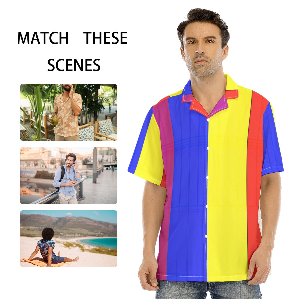 All-Over Print Men's Hawaiian Shirt With Button Closure