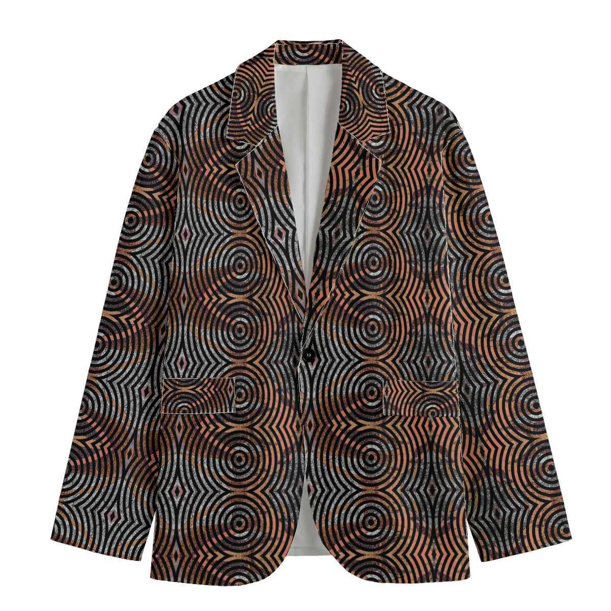 All-Over Print Men's Casual Flat Lapel Collar Blazer | 245GSM Cotton
