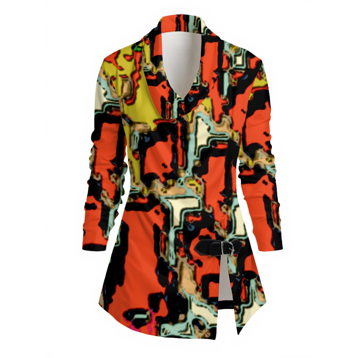All-Over Print Women's Draped Long Sleeve Top