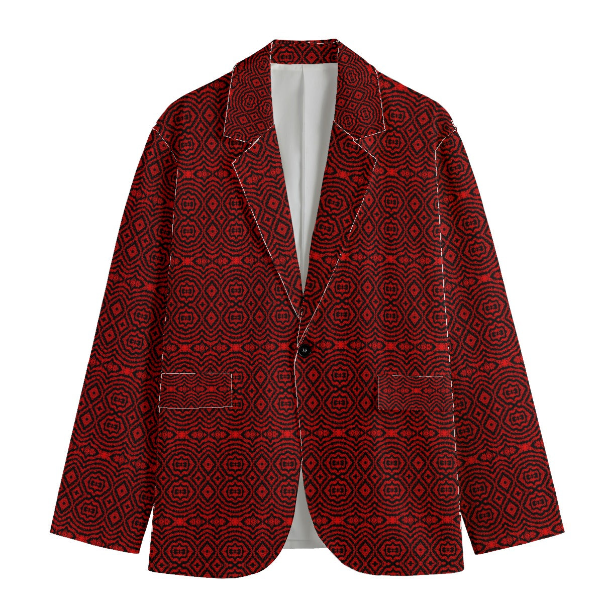 All-Over Print Men's Casual Flat Lapel Collar Blazer | 245GSM Cotton