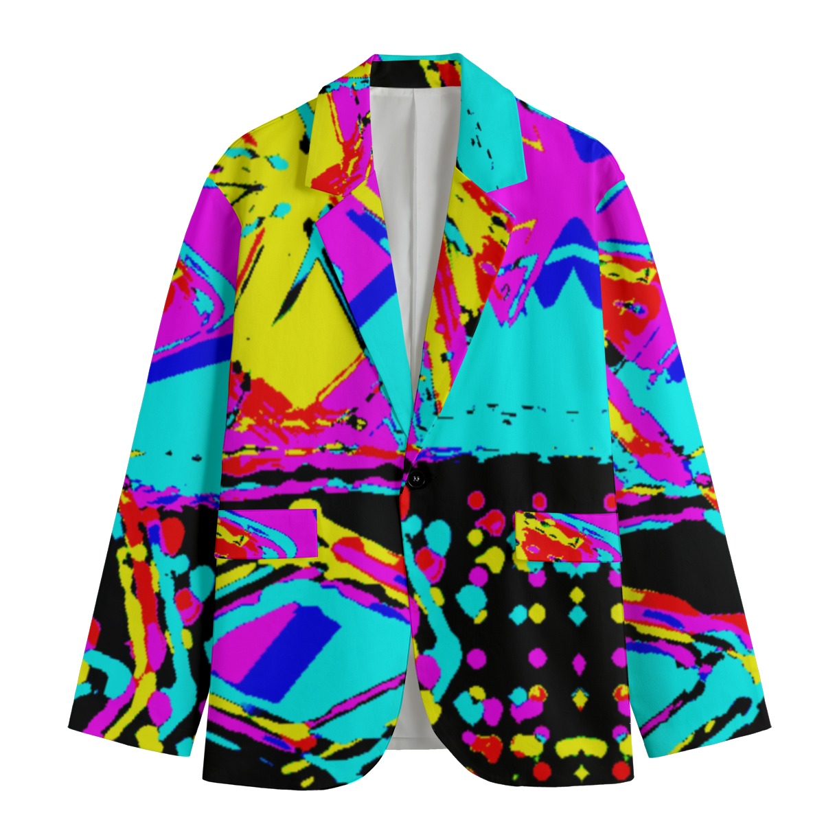All-Over Print Men's Casual Flat Lapel Collar Blazer | 245GSM Cotton