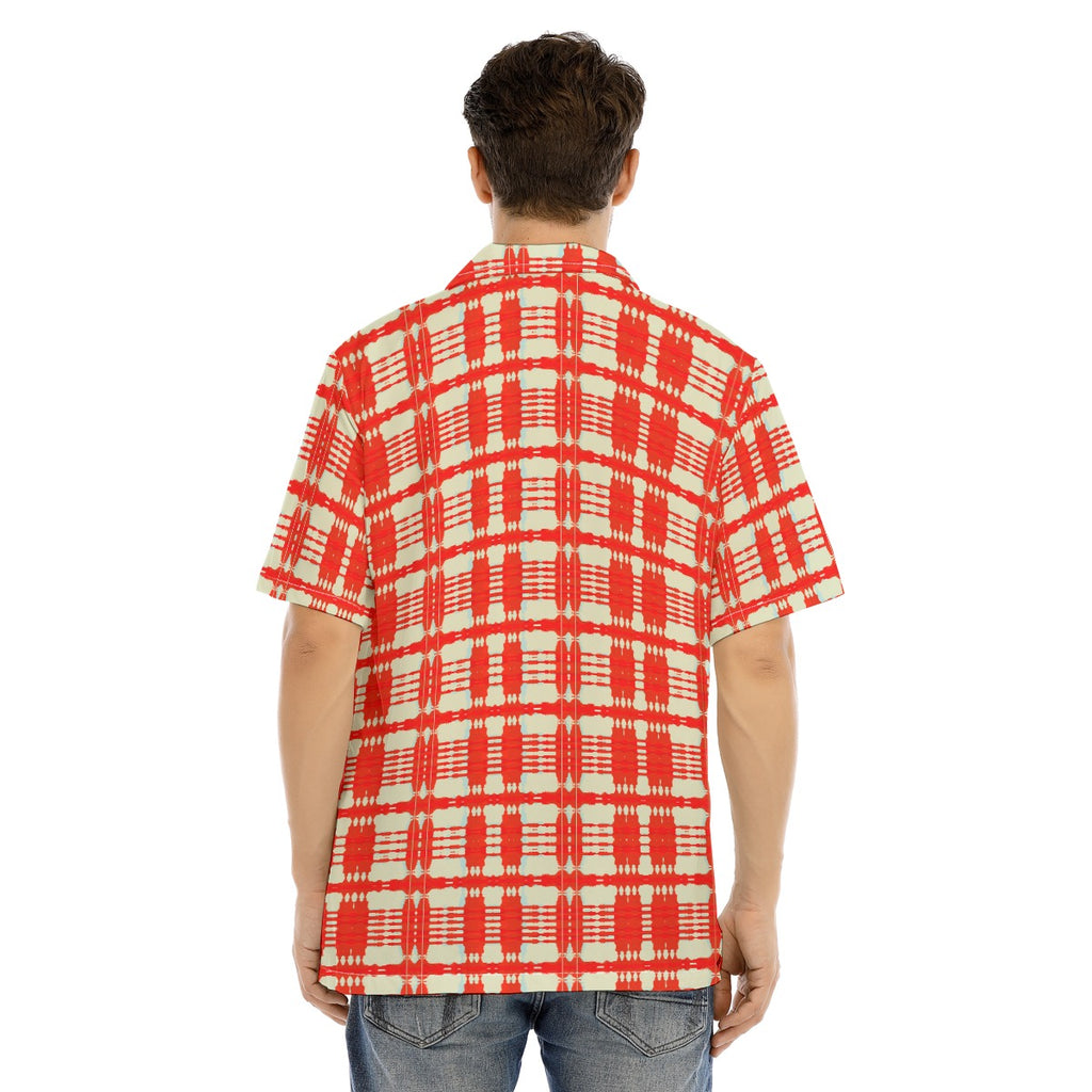 All-Over Print Men's Hawaiian Shirt With Button Closure