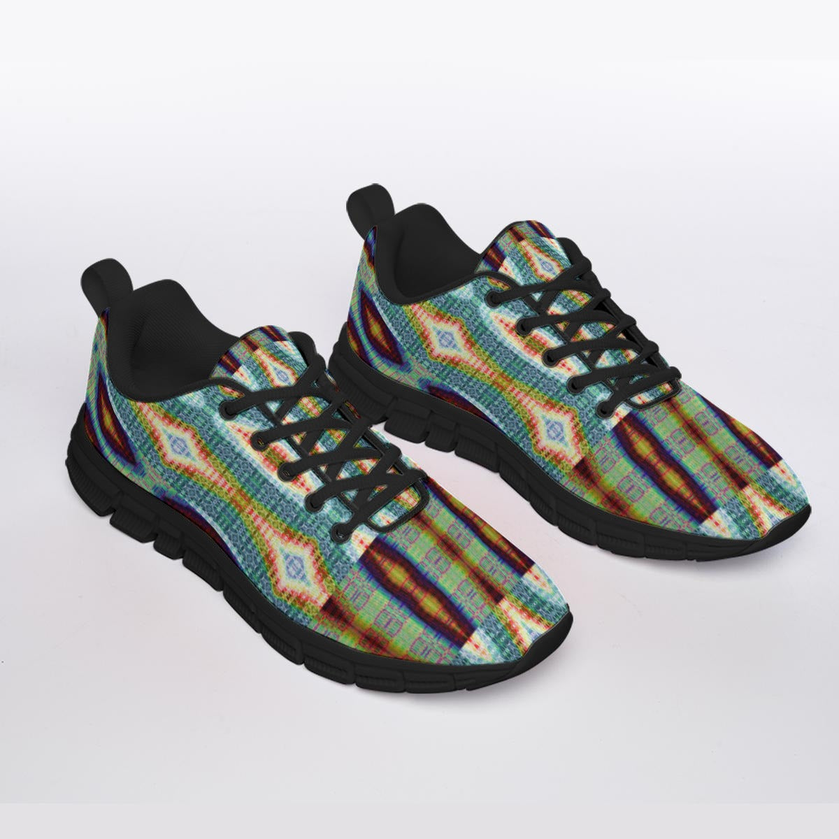 All-Over Print Men's Sports Shoes With Black Sole