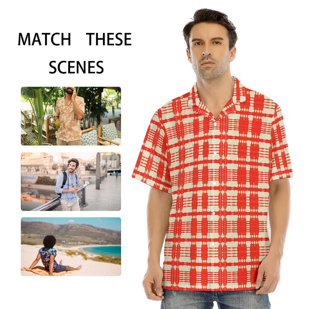 All-Over Print Men's Hawaiian Shirt With Button Closure