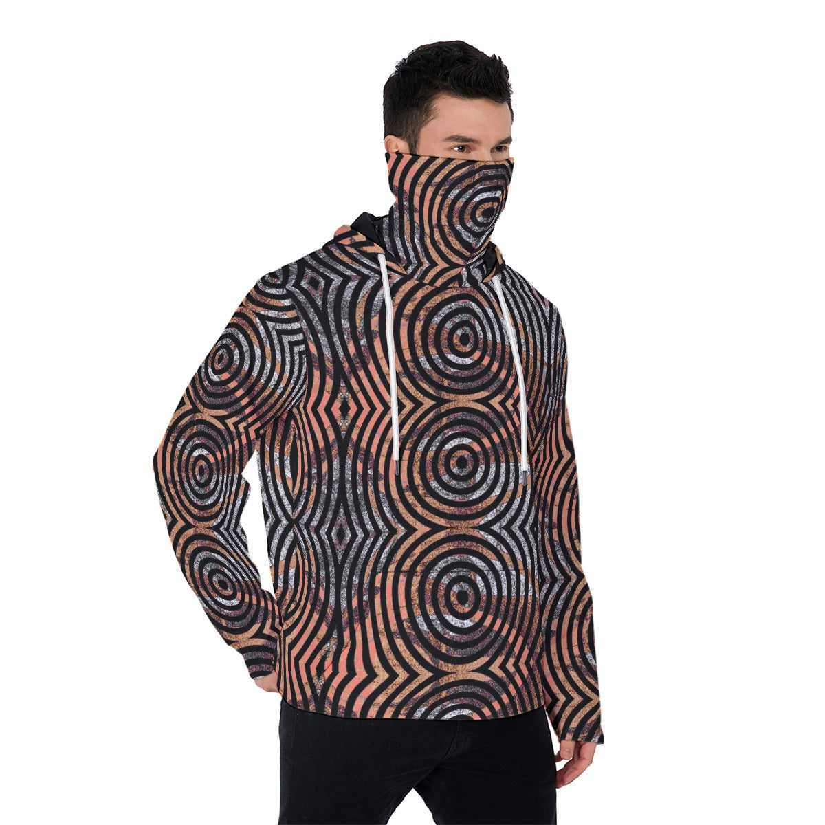 All-Over Print Men's Heavy Fleece Hoodie With Mask
