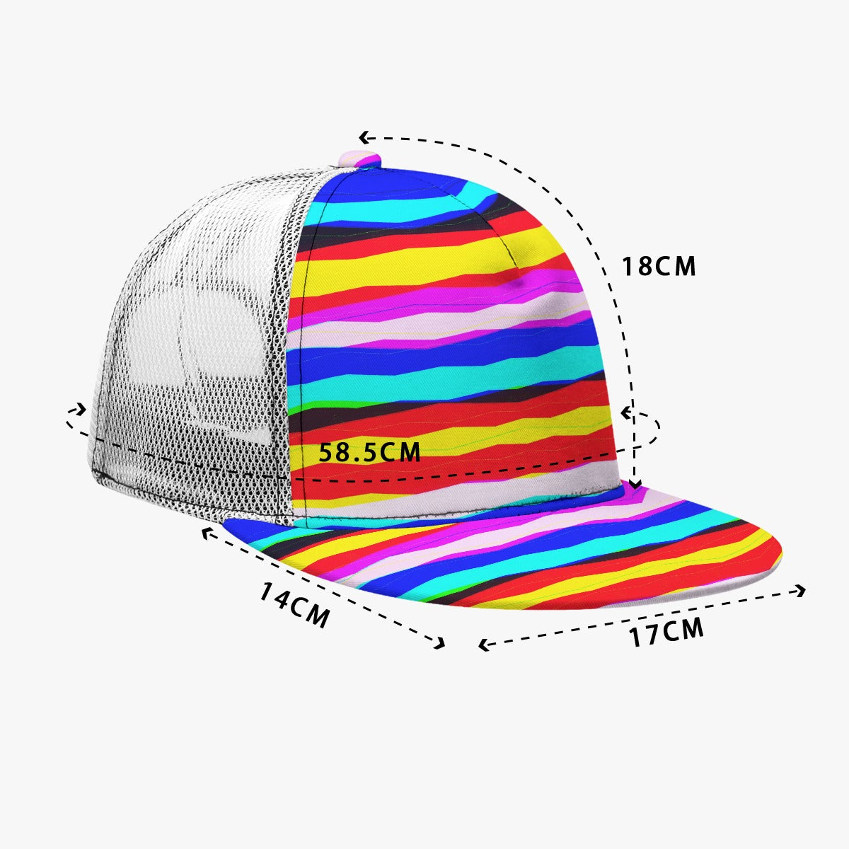 All-Over Print Black Buckle Flat-brimmed Mesh Cap With Box