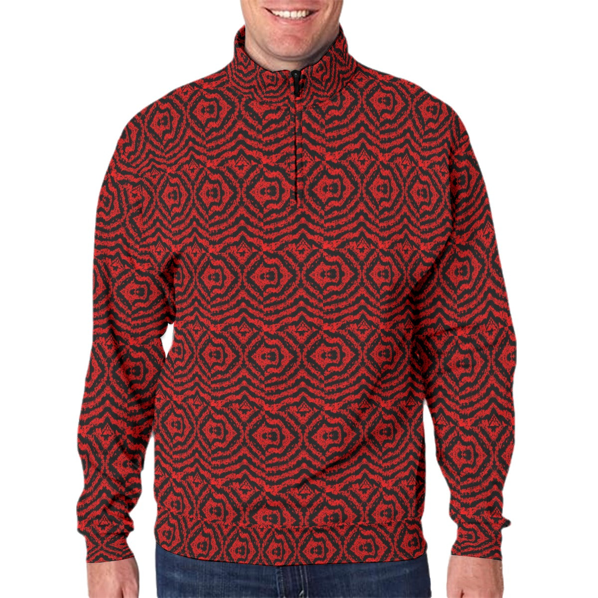 All-Over Print Men's Hidden Half-Zip Placket Hoodie