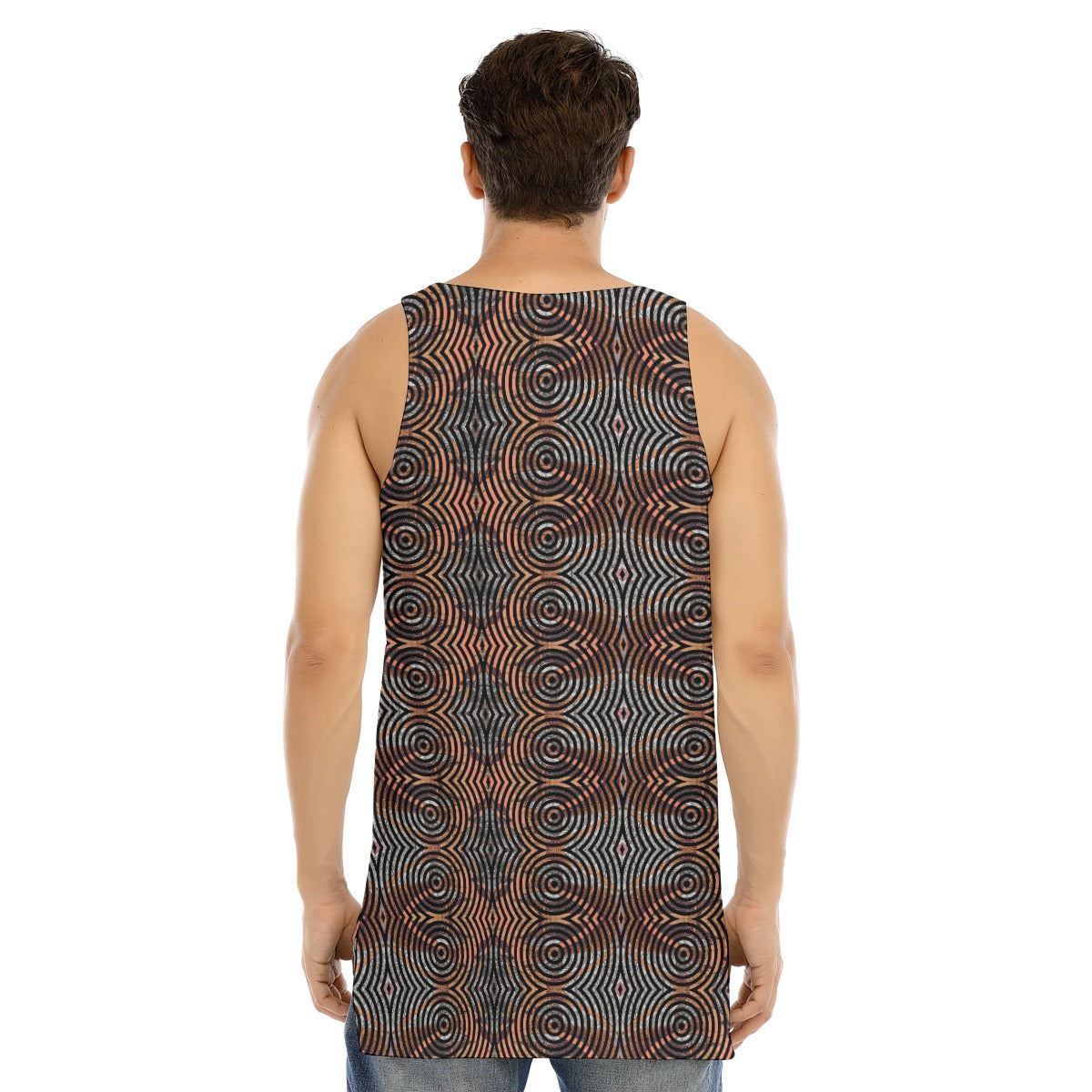 All-Over Print Men's Curved Hem Long Tank Top