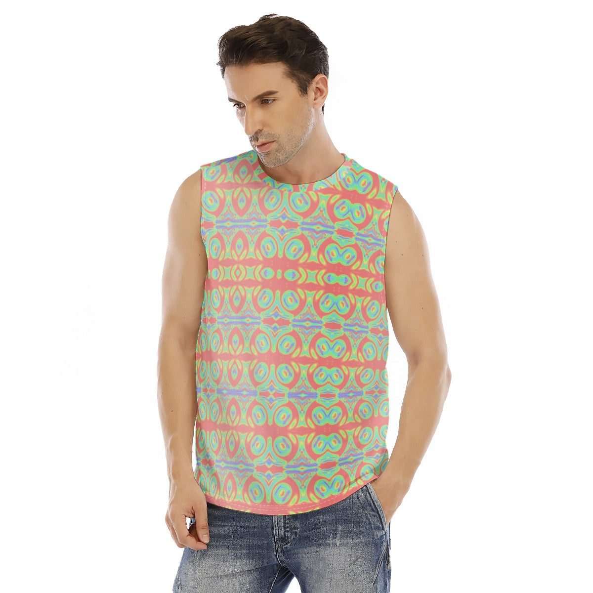 All-Over Print Men's O-neck Tank Top|210GSM