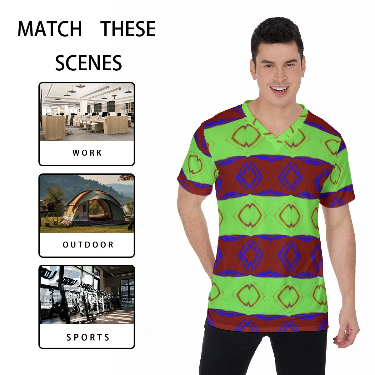 All-Over Print V-Neck T-Shirt