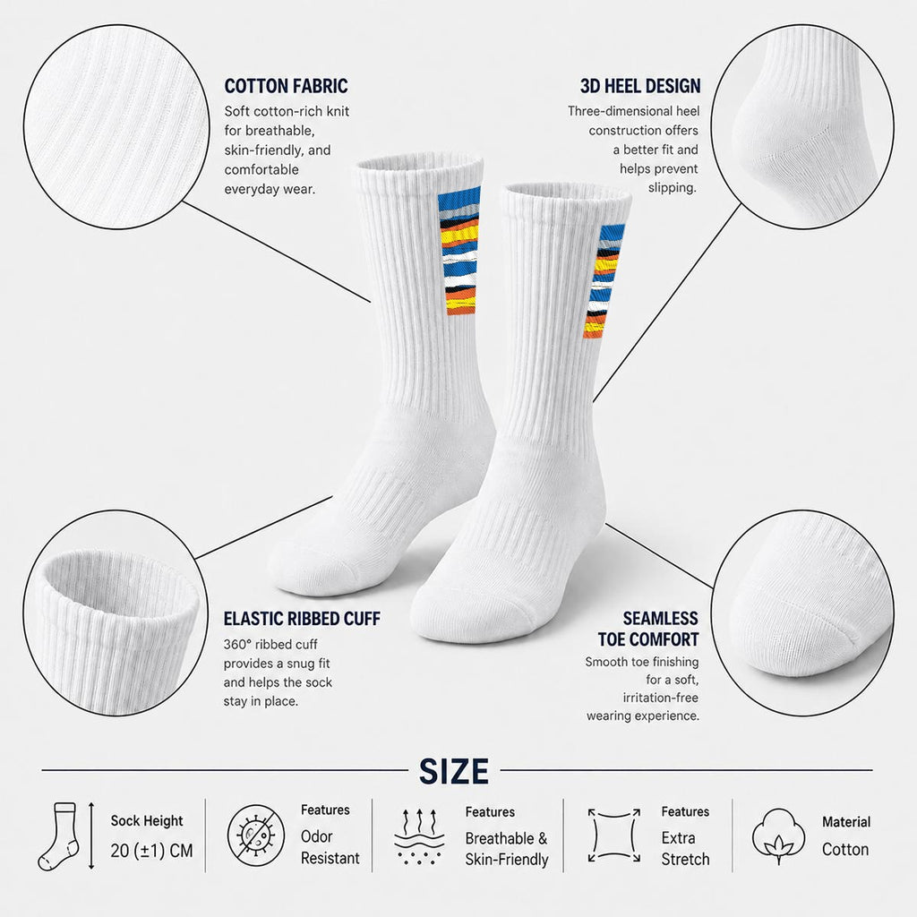 Embroidery Sports Cotton Crew Socks|Cotton