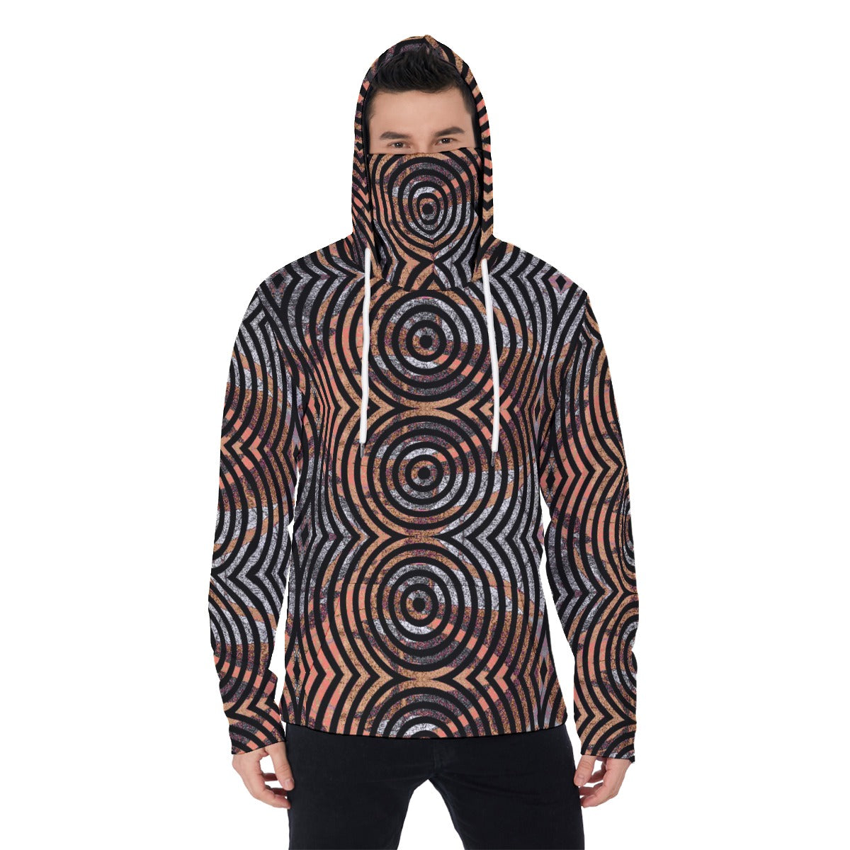 All-Over Print Men's Heavy Fleece Hoodie With Mask