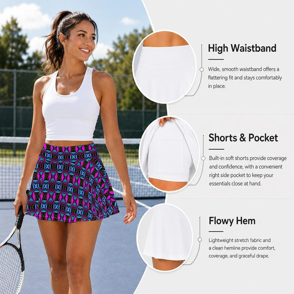 All-Over Print Women's Pleated Athletic Skort