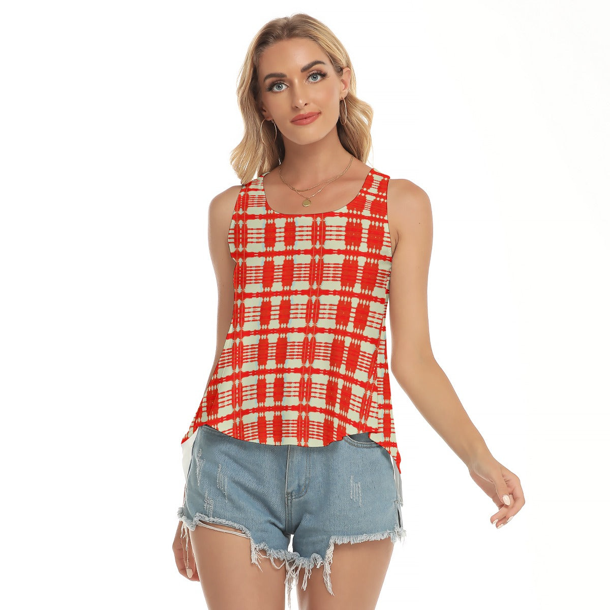 All-Over Print Women's Back Hollow Yoga Top