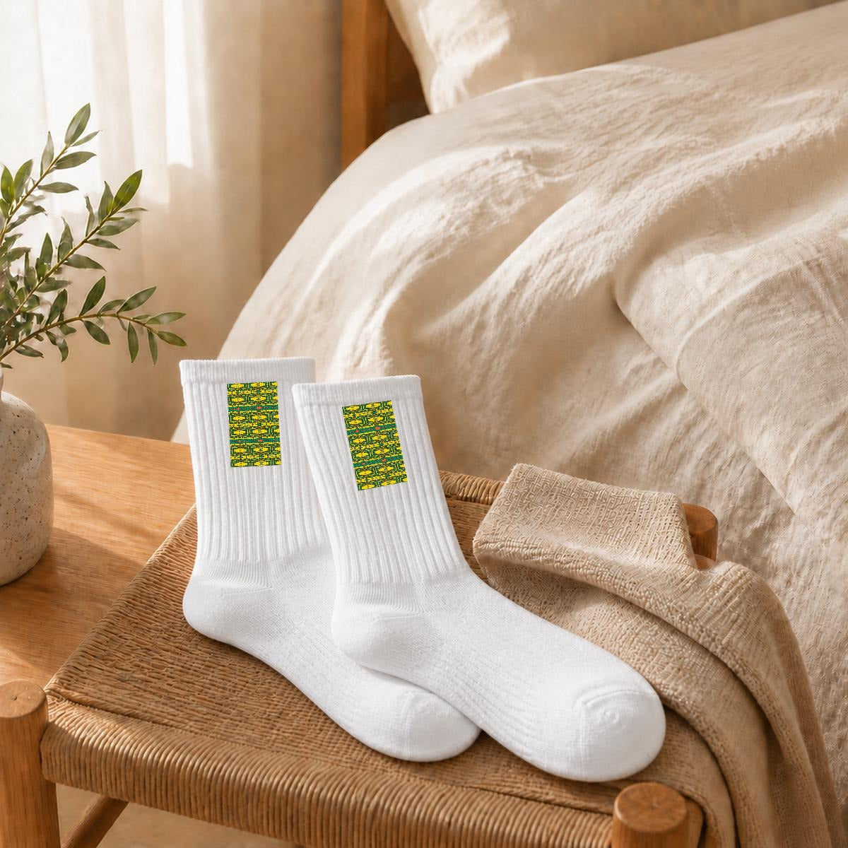 Embroidery Sports Cotton Crew Socks|Cotton