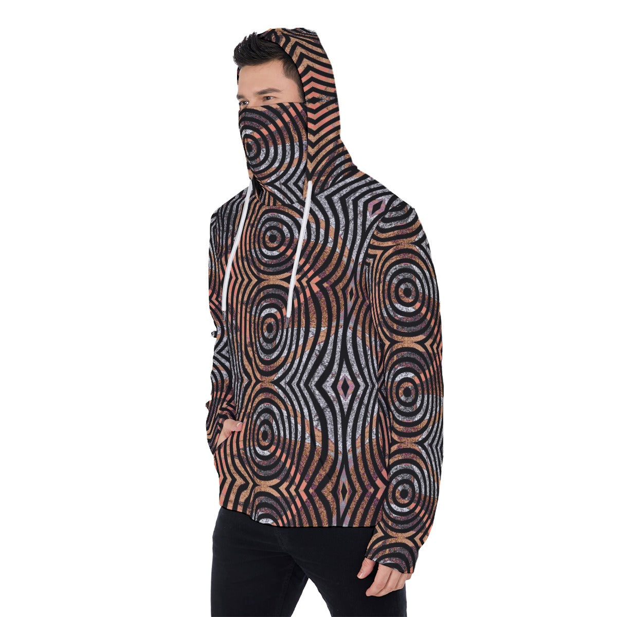 All-Over Print Men's Heavy Fleece Hoodie With Mask