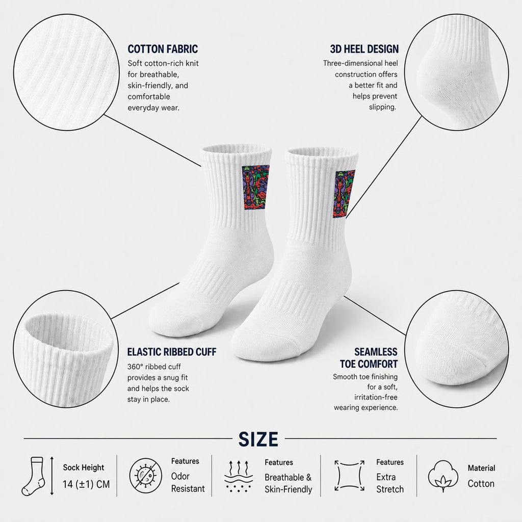 Embroidery Sports Quarter Socks|Cotton
