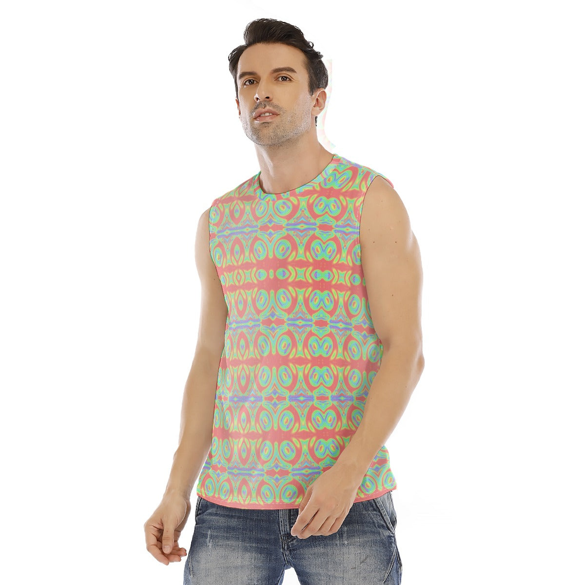 All-Over Print Men's O-neck Tank Top|210GSM