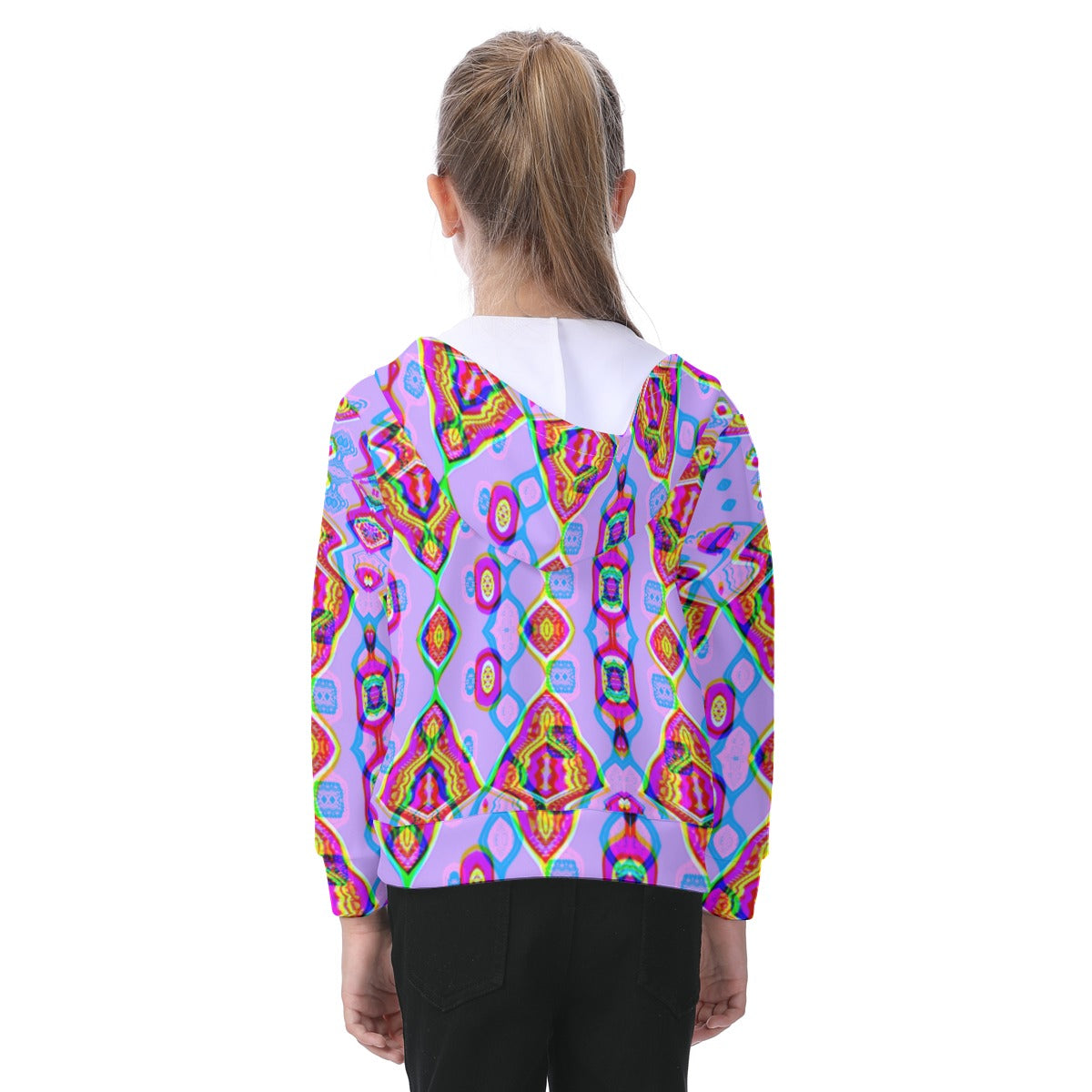 All-Over Print Kid's Zip-up Hoodie With Patch Pocket