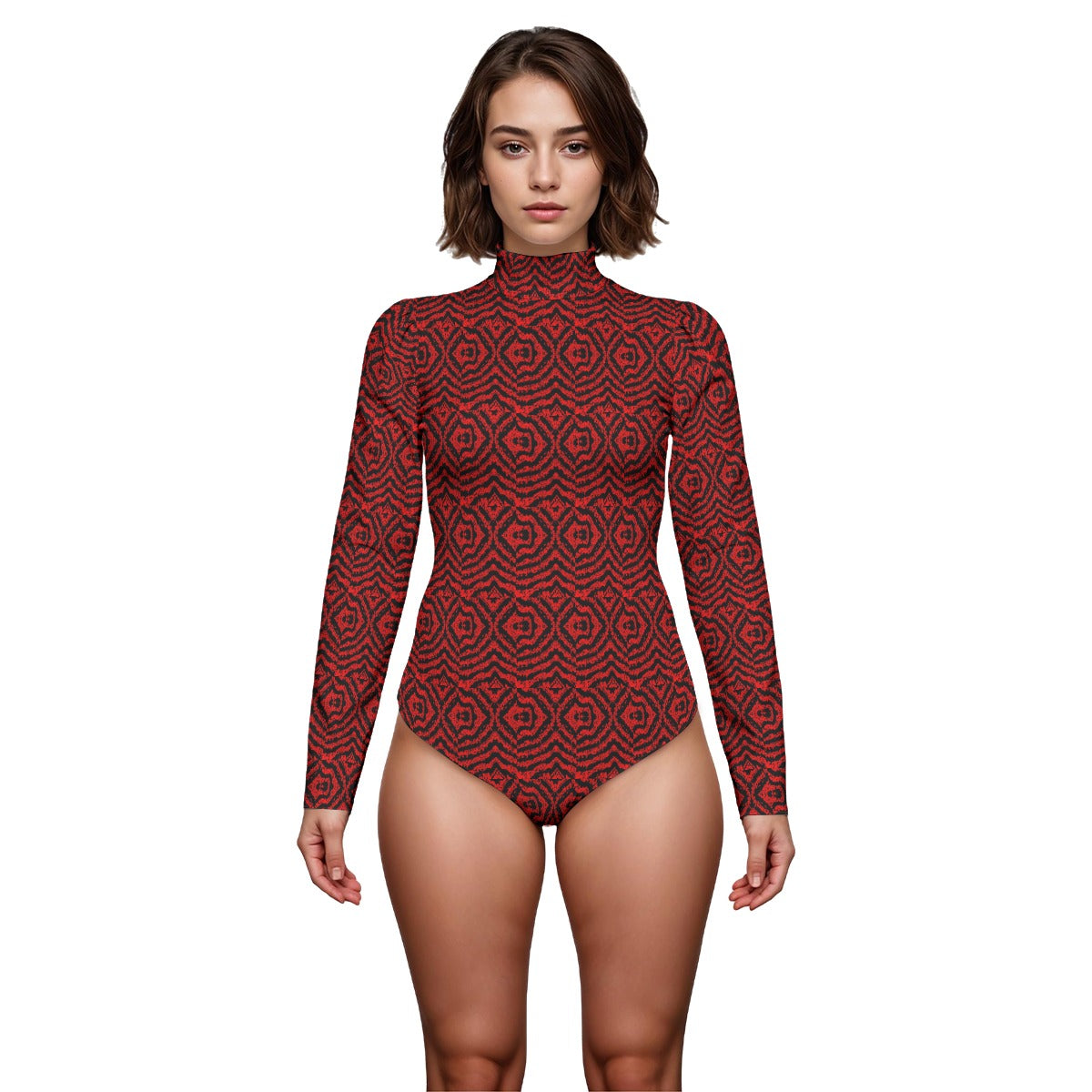 All-Over Print women's puff sleeve bodysuit