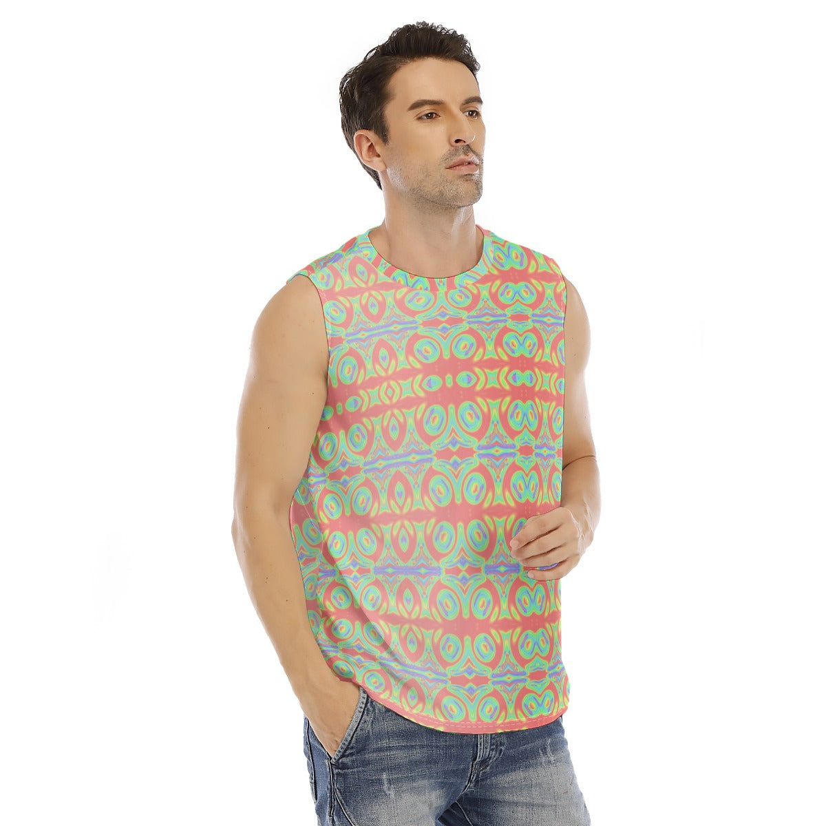 All-Over Print Men's O-neck Tank Top|210GSM